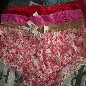 Bundle PINK Victoria's Secret Lace Panties Set - Red, Pink, Tan ,green